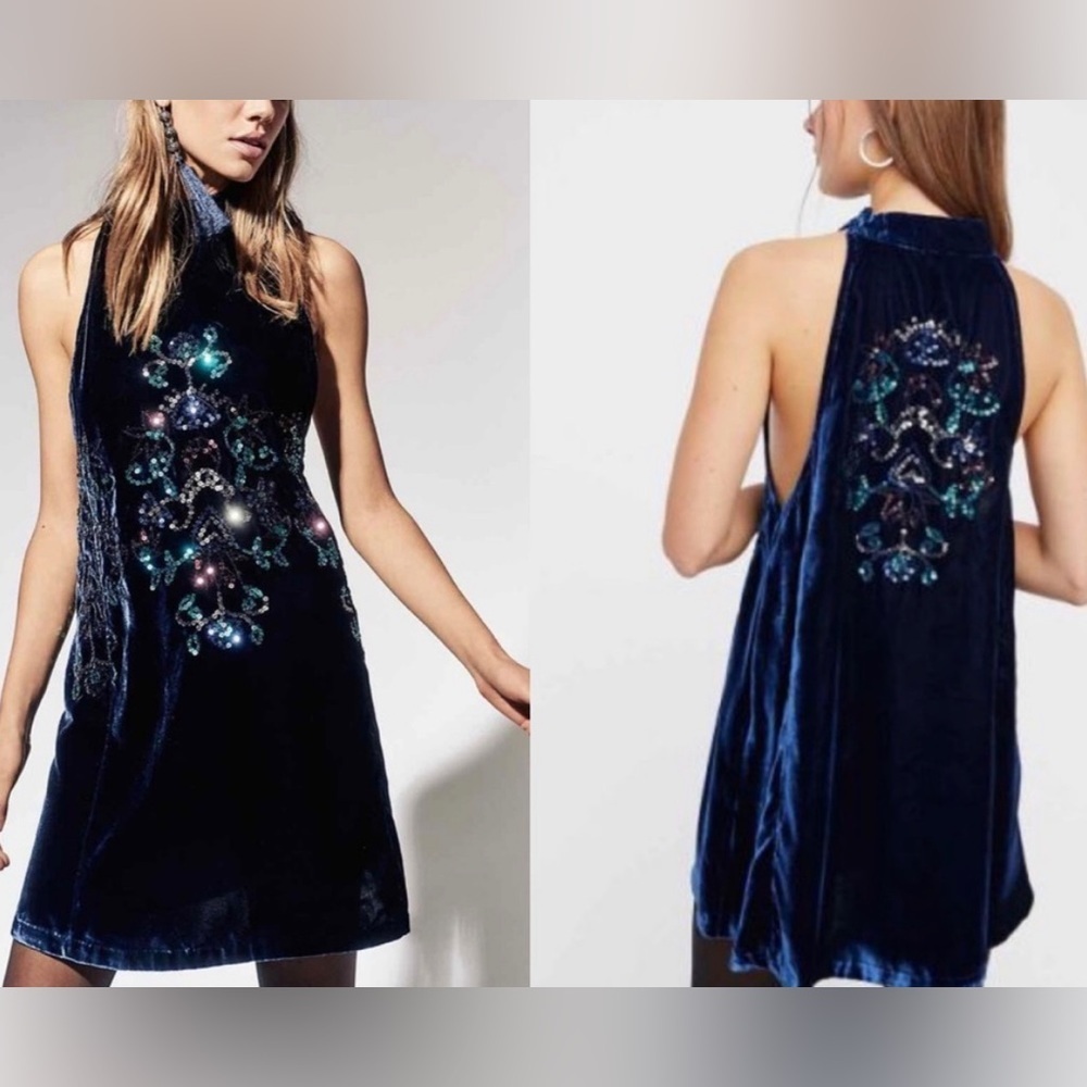 Free people velvet sequin dress. Sz M.